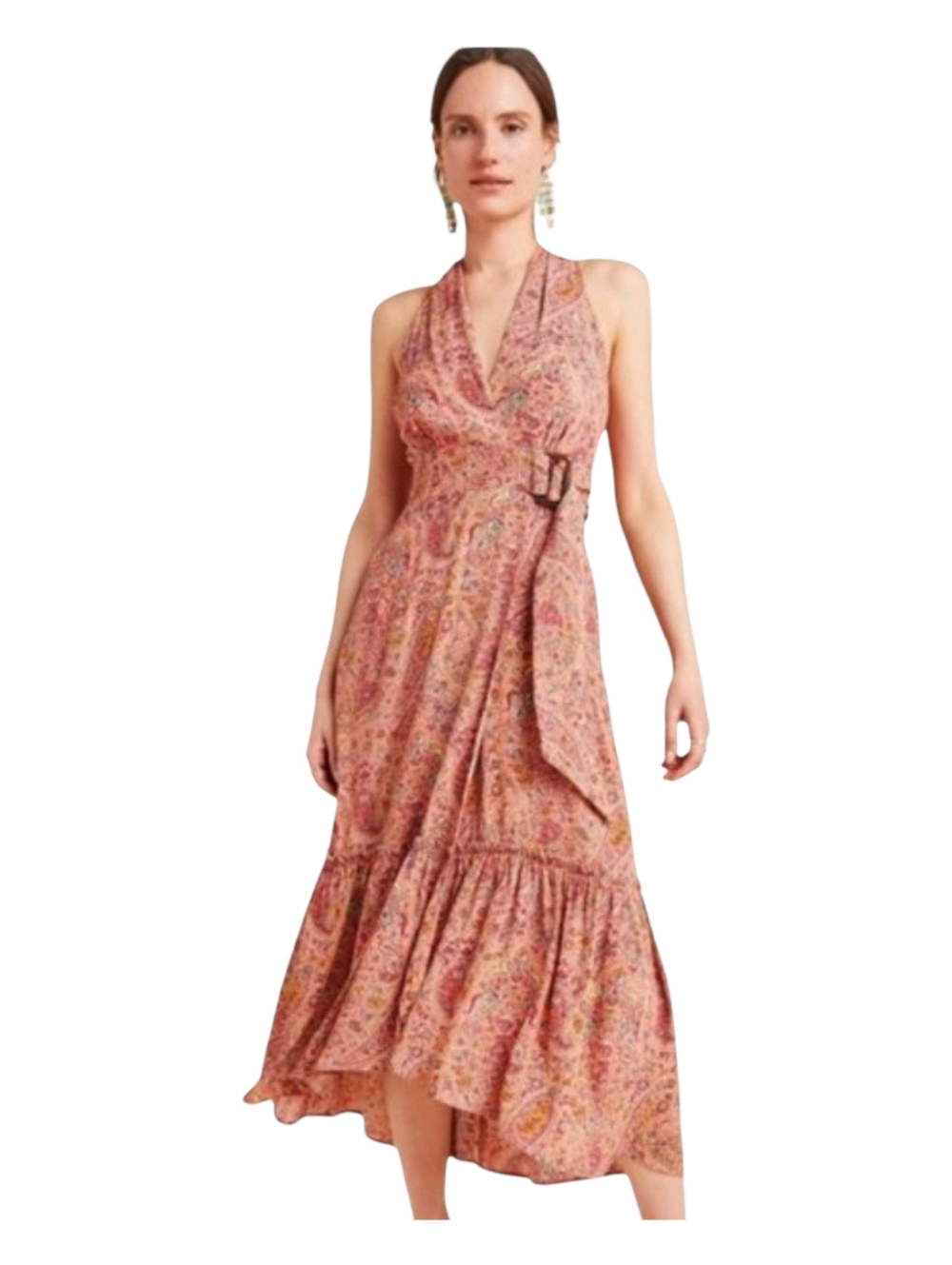 Anthropologie Marfa Sleeveless Paisley Dress Size 2 Pink Floral